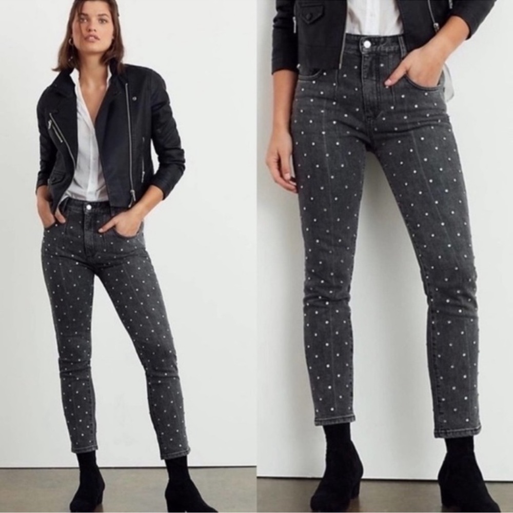Anthropologie Pilcro High-Rise Slim Studded Jeans Black Size 31